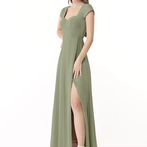 Azazie Hainsly Bridesmaids Dress, Pistachio, size 10